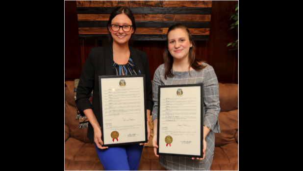 Senator Hoskins extends his thanks to his legislative interns for the 2019 session. Ciera Smith and Cierra Rodenbaugh, both students at the University of Central Missouri.