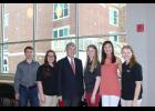 United States Senator Roy Blunt visited North Central Missouri College on May. Pictured is Senator Blunt with NCMC students (L to R) Grant Bennett, Jamee Scearce, Senator Roy Blunt, Katelyn Galloway, Laureshea Liversage, and Mariah Fox.